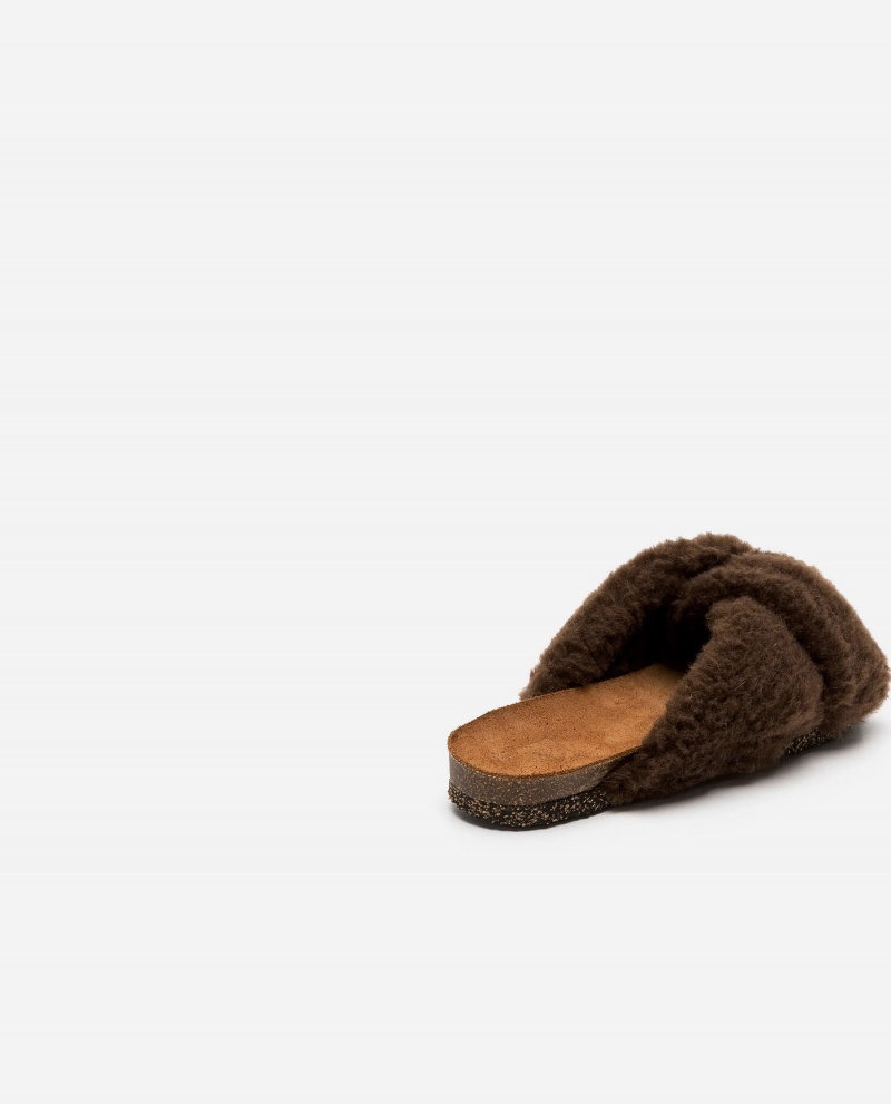 Brown Flattered Lou Teddy Shoes Sandals | YNZGT33835