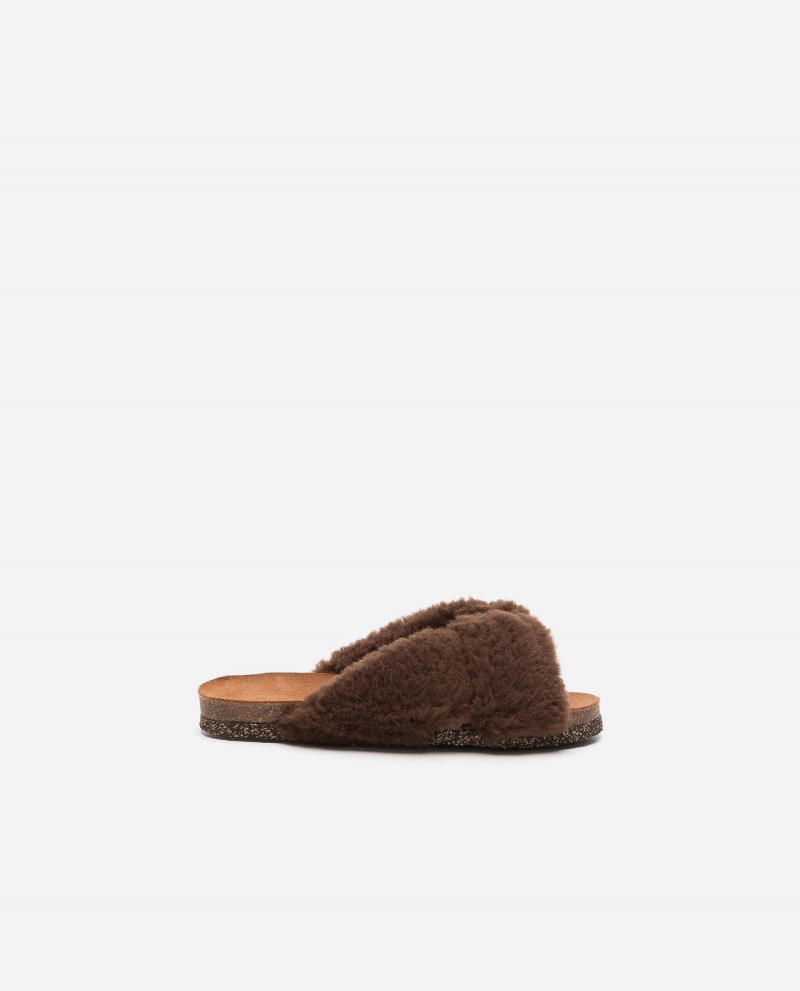 Brown Flattered Lou Teddy Shoes Sandals | YNZGT33835