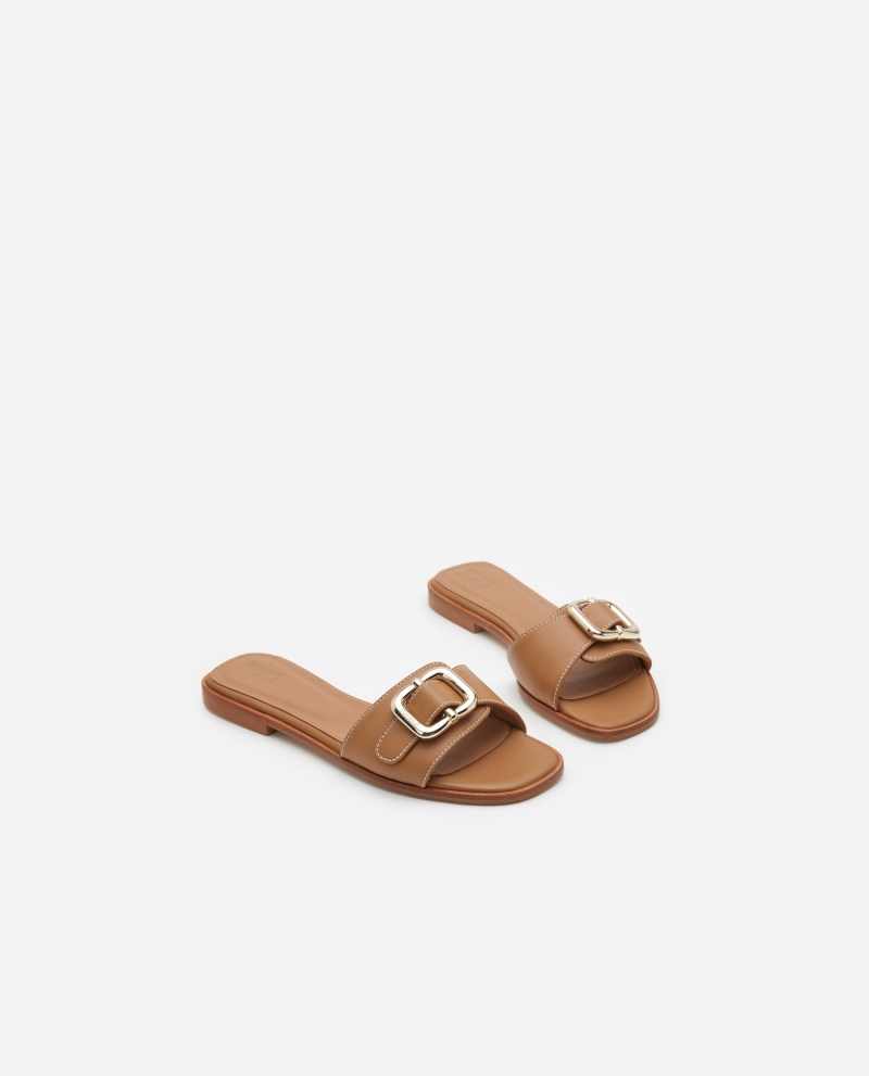 Brown Flattered Mimi Leather Shoes Sandals | ENZVG89053