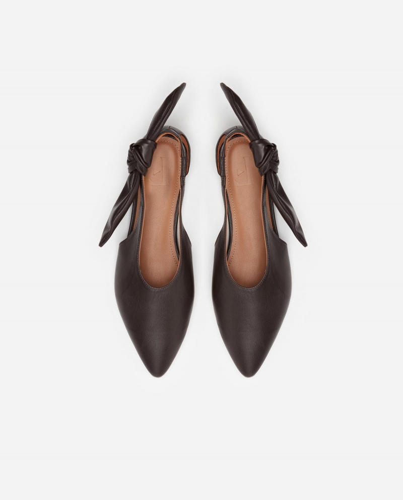 Brown Flattered Ulrica Leather Shoes Ballet Flats | ENZVG57989