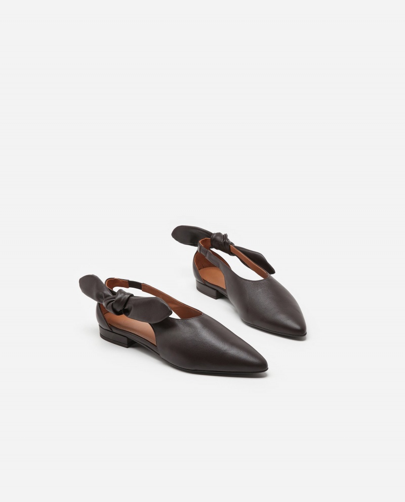 Brown Flattered Ulrica Leather Shoes Ballet Flats | ENZVG57989