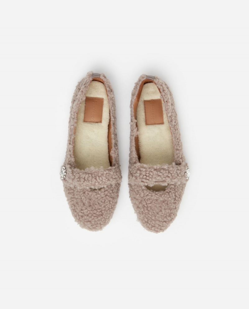 Grey Brown Flattered Norah Teddy Shoes Indoor Shoes | GNZUC42787