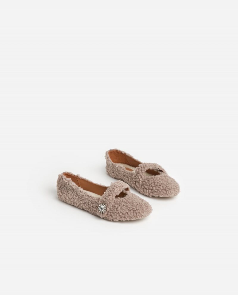 Grey Brown Flattered Norah Teddy Shoes Indoor Shoes | GNZUC42787