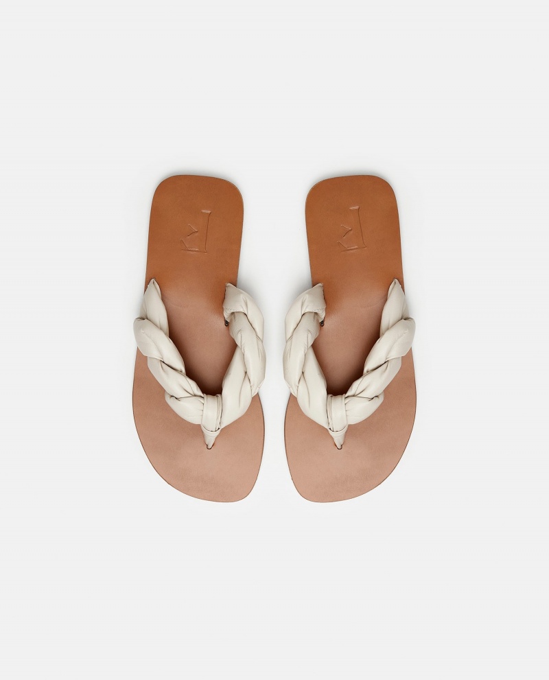 White Flattered Blanche Leather Shoes Sandals | MNZFT55488