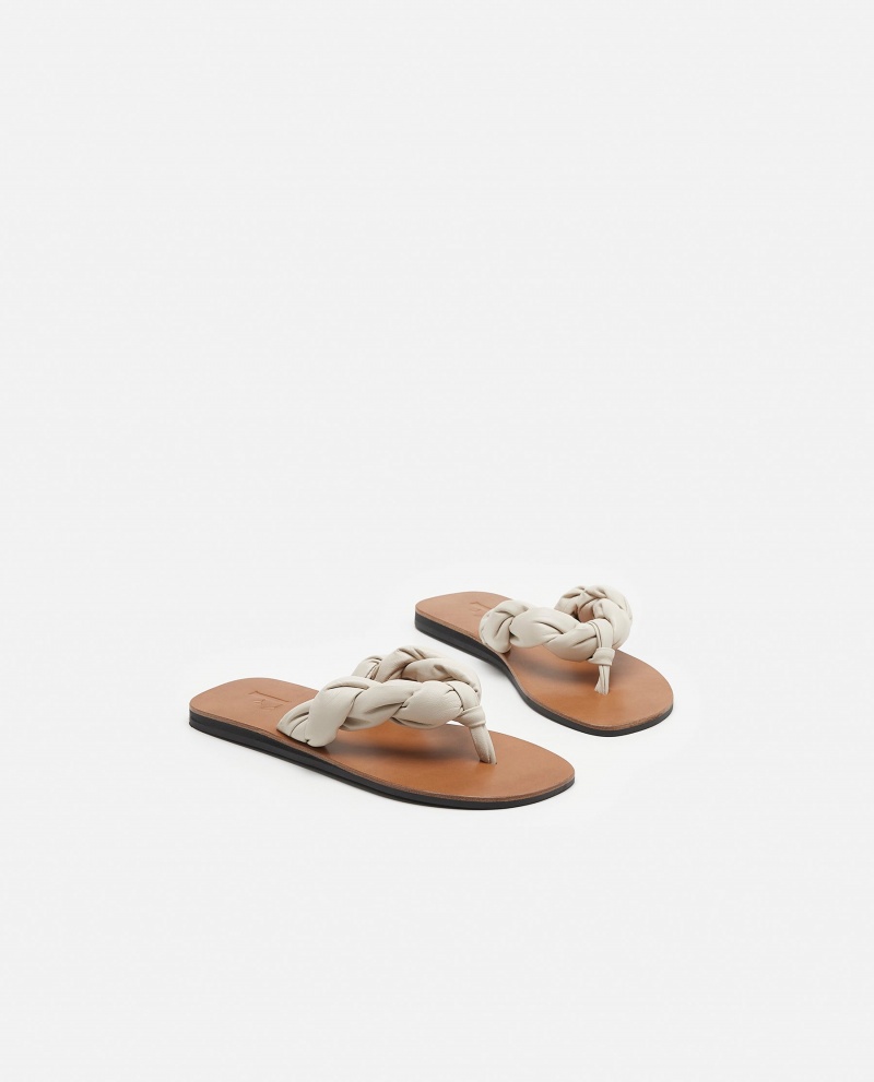 White Flattered Blanche Leather Shoes Sandals | MNZFT55488