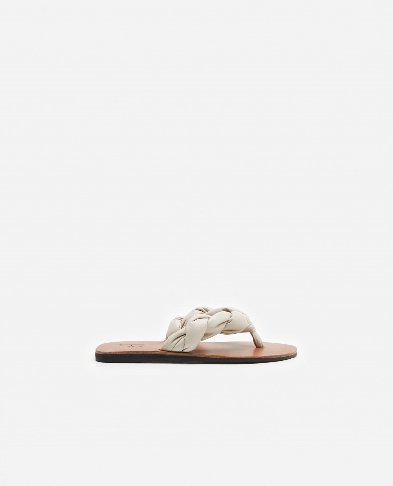 White Flattered Blanche Leather Shoes Sandals | MNZFT55488