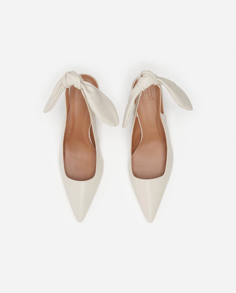 White Flattered Franchesca Leather Shoes Heels | NZCIF44441