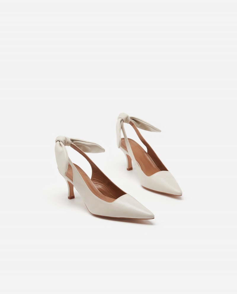 White Flattered Franchesca Leather Shoes Heels | NZCIF44441