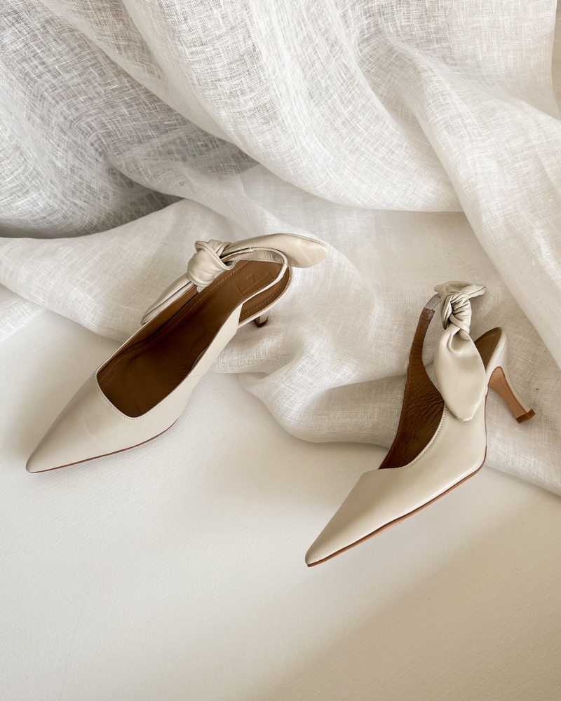 White Flattered Franchesca Leather Shoes Heels | NZCIF44441