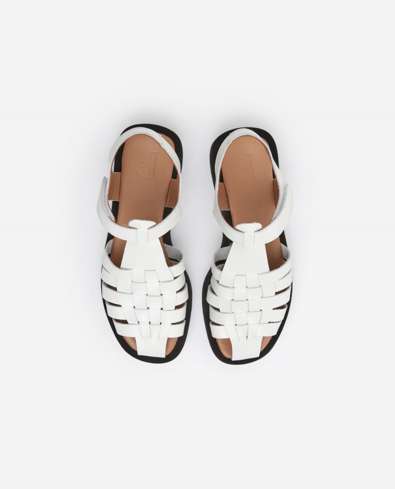 White Flattered Gigi Leather Shoes Sandals | PNZQX73621