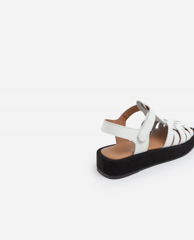 White Flattered Gigi Leather Shoes Sandals | PNZQX73621