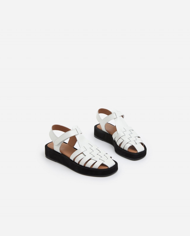 White Flattered Gigi Leather Shoes Sandals | PNZQX73621