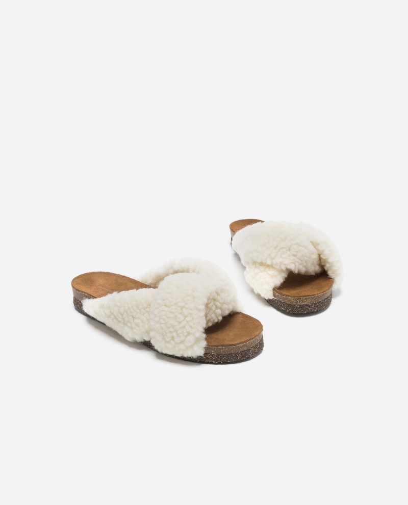 White Flattered Lou Teddy Shoes Sandals | NZZDE70664