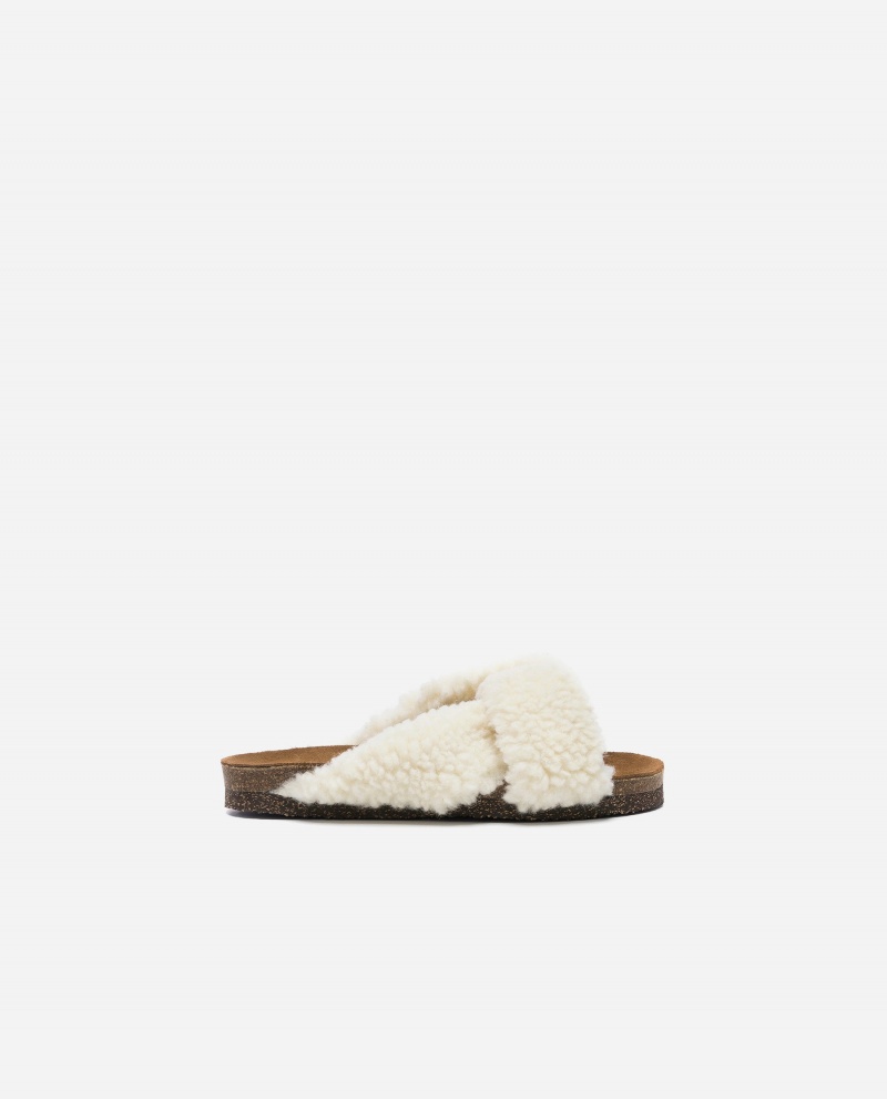 White Flattered Lou Teddy Shoes Sandals | NZZDE70664