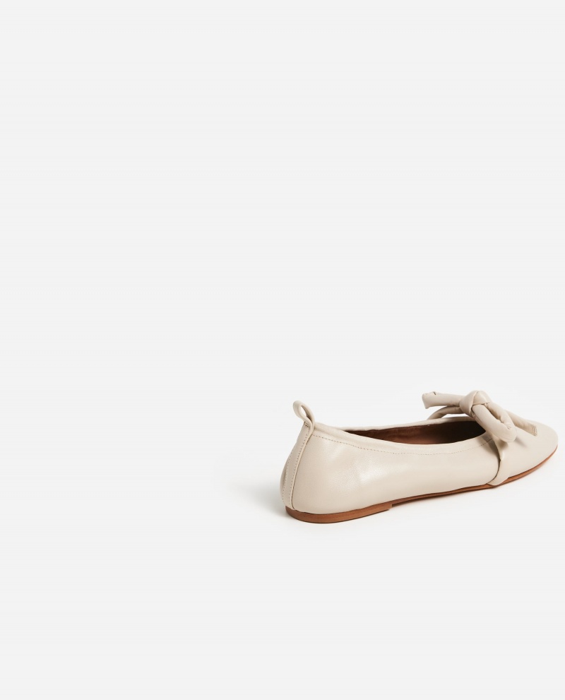 White Flattered Polly Leather Shoes Ballet Flats | NZEAH54908