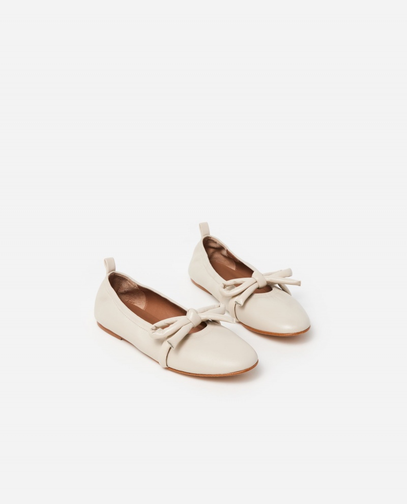 White Flattered Polly Leather Shoes Ballet Flats | NZEAH54908